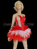 Silver Net Accented Red Gaga Corset And Matching Ruffle Skirt
