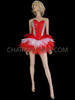 Silver Net Accented Red Gaga Corset And Matching Ruffle Skirt