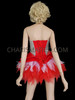 Silver Net Accented Red Gaga Corset And Matching Ruffle Skirt