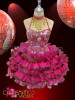 Gold and white bead accented Fuchsia Organza ruffled Sissy Dress