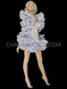Three Piece Silver Set Featuring Ruffled Skirt, Shrug, And Gaga Corset