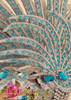 Beaded Silver glitter “lionfish” headdress with sky blue crystal accents