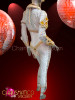 Nude toned Diva samba costume set with amber and pearl accents