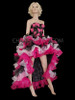 Vibrant Fuchsia, White, and Black Ruffled Can-Can Style Showgirl Dress