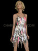 Silver And White Flame Patterned Sequin Dress With Exotic Tasseled Hem