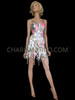 Silver And White Flame Patterned Sequin Dress With Exotic Tasseled Hem