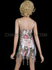 Silver And White Flame Patterned Sequin Dress With Exotic Tasseled Hem