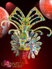 Bejeweled Golden glitter drag queen headdress with mirror tile accents