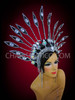 Rhinestone Covered Black Glitter Iridescent Crystal Star Burst Spiked Headdress