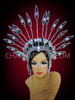 Rhinestone Covered Black Glitter Iridescent Crystal Star Burst Spiked Headdress
