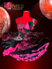 Black lace accented Fushia Dollie dress with iridescent crystal accents