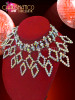 Choker styled iridescent crystal rhinestone necklace with open diamond falls