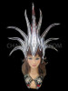 Black Edged Silver Glitter Spiked Diva's Headdress With Iridescent Crystals