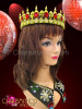 Diva Showgirl Metallic Gold beaded crown with ruby crystal embellishments