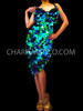 Laser Cut Jumbo Peacock Green Sequin Halter Style Latin Dance Dress