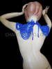 Large Rhinestone Accented Royal Blue Beaded Diva's Gothic Showgirl Necklace