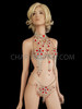 Burlesque Ruby Accented Flora Cage Bra, Thong And Collar Necklace Set