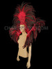 Black Red Showgirl Drag Cabaret Headdress And Backpack