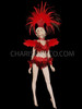 Red Drag Queen Samba Rio Carnival Feather Headdress Bra Costume Set