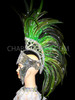 Green Glass Mohawk Warrior Showgirl Drag Queen Headdress
