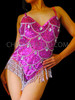 Rhinestone Fish Scale Patterned Dancer Leotard With Purple Sequined Base