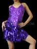 Iridescent Purple Sequin Dance Dress With Violet Laser Cut Accents