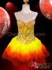 Golden Sequin Corset And Matching Yellow To Red Feathered Skirt