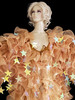 Gold Organza Drag Queen Ruffle Coat With Star Sequin