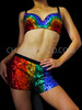Rainbow Sequined Gay Pride Bra Top And Short Hot Pants