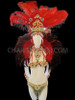 Red And Gold Samba Headdress And Collar With Multi-Color Accent Crystals