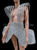 Iridescent Rhinestone Covered Crystal Dollie Strapped Top Formed Over Dress