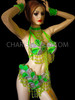 Neon Green And Silver Floral Patterned Rio Carnival Samba Set