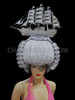 Silver High French Historical Styled Model Ship In Hair Headdress