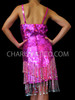 Hot Fuchsia Sequined Diva's Dance Dress With Beaded Fringe Skirt