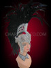 Drag Queen's Black Feathered Mohawk Headdress With Silver Spiked Glitter Base