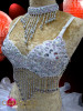 White Sequined And Beaded Go-Go Bra And Matching Tutu Skirt