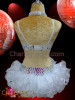 White Sequined And Beaded Go-Go Bra And Matching Tutu Skirt