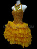 Gold Beaded And Sequined Corset Styled Sissy Dress With Organza Ruffles