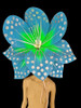 Exotic Blue and Green Flower Headdress with Glittery Silver Accents