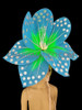 Exotic Blue and Green Flower Headdress with Glittery Silver Accents