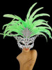 Neon Green Feather Accented Crystal Covered Diva's Venetian Mask