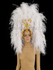 Fancy White and Gold Headdress with Ostrich Feathers