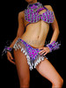 Purple Samba Brazilian Costume Set With Silver Bead Work And Fringe