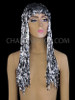 Cher Inspired Metallic Silver Black Sequin Long drag queen Wig