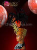 Fez Like Orange Satin Headdress With Golden Spikes And Orange Plus Black Feathers