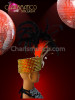 Fez Like Orange Satin Headdress With Golden Spikes And Orange Plus Black Feathers