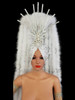 White Showgirl Feather Boa Headdress