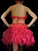 Fuchsia Floral Halter Bra And Matching Organza Flame Ruffled Skirt
