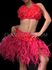 Fuchsia Floral Halter Bra And Matching Organza Flame Ruffled Skirt