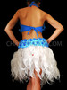 Blue Floral Halter Bra And Matching Organza Flame Ruffled Skirt